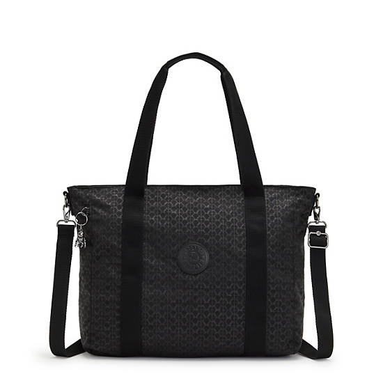 Kipling Asseni Klassieke Printed Tote Tassen Zwart | BE 1460ZU